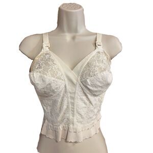 Goddess Bullet Bra Off White Lace Pinup Corset Sz 40C Style 1586 Vtg 1950's